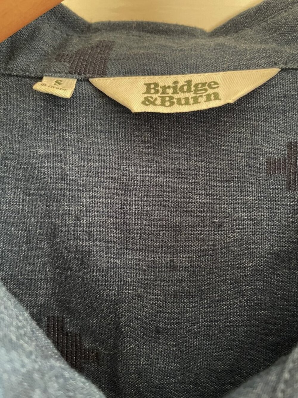 Bridge & Burn Blue & Black Bea Shirt Cotton Hemp Blend S - Picture 6 of 7